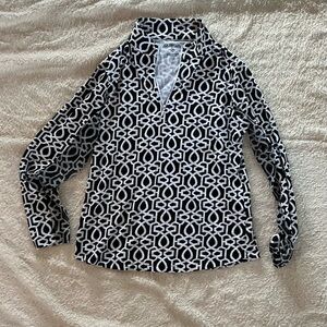 Black and White Geometric Patterned swim Top